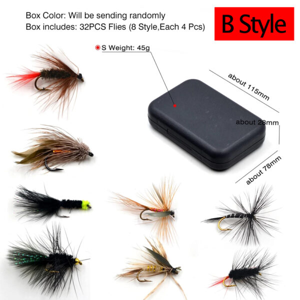 Trout nymph fly fishing bait dry/wet fly with box 3