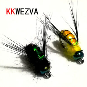 Bait #8 Black Hook Shiny Leather Material Bee Nymph Spinner
