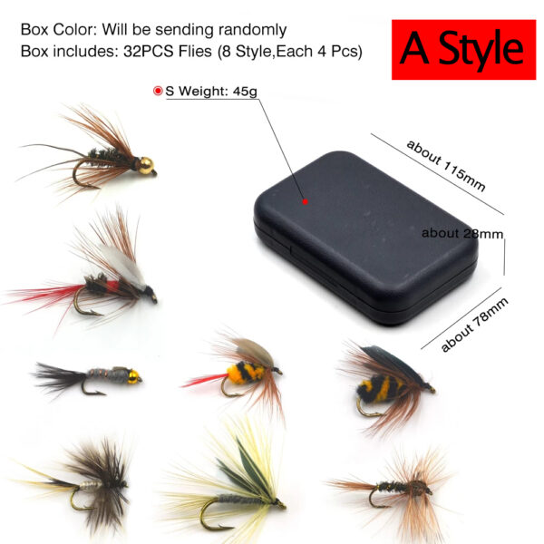 Trout nymph fly fishing bait dry/wet fly with box 2