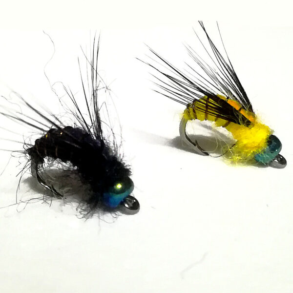 Bait #8 Black Hook Shiny Leather Material Bee Nymph Spinner 5
