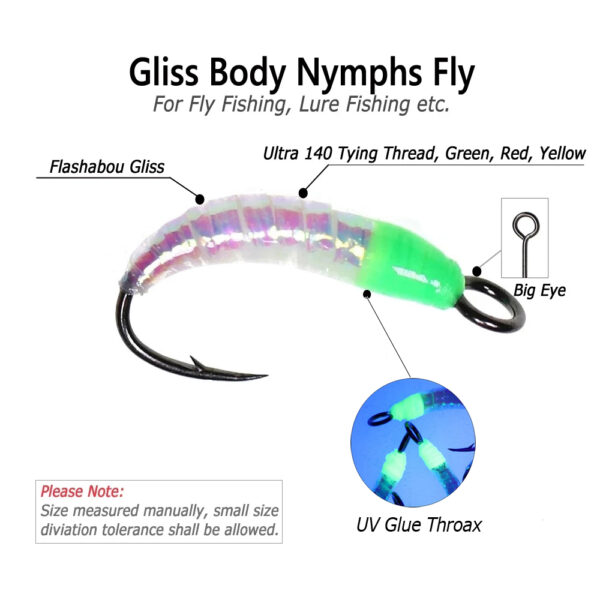 Nymph Fly Larvae Trout Fishing Flies Bait Lure with Big Eye Hook 2