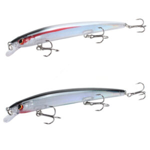 Flying Man Throws a Floating Laser Fishing Lures Wobbler Floating Trolling Artificial Bait