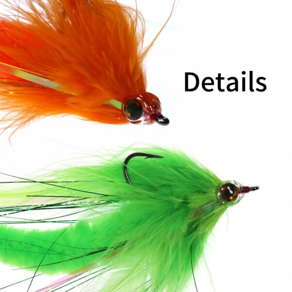 Elllv 1PC/2PCS #2/0 Dragontail Streamers Flies for Bass Muskie Pike Fishing Lures Saltwater Big Game Baitfish Fly 6 Colors 3