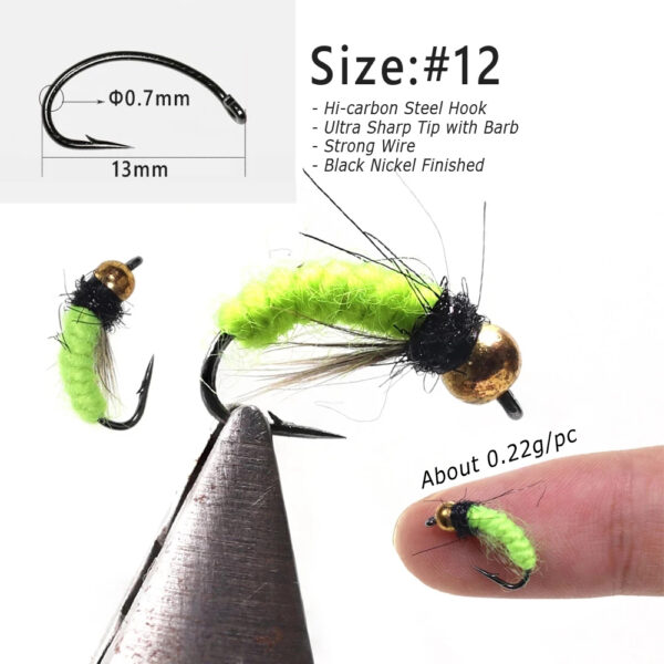 Fluorescent Nymph Scud Bug Worm fishing fly bait 3