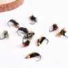 8PCS #12 Hot Sale Brass Bead Head Fast Sinking Nymph Scud Fly Bug Worm Trout Fishing Flies Artificial Insect Fishing Bait Lure 2