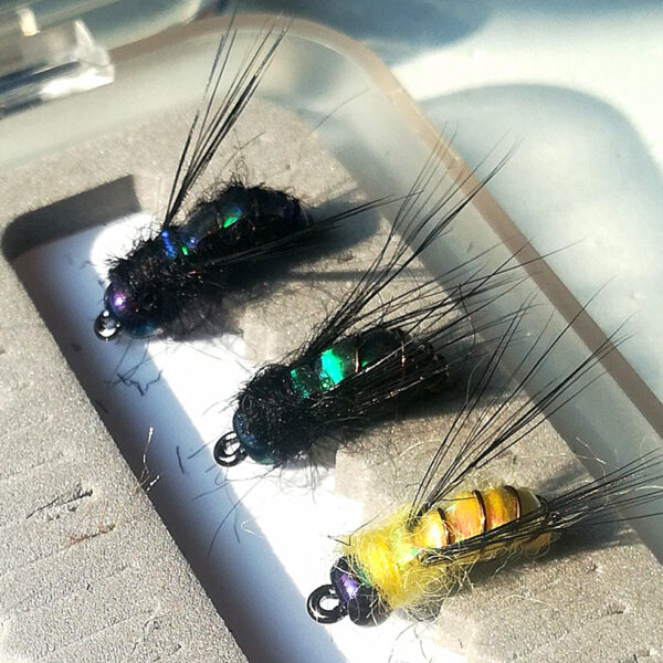 Bait #8 Black Hook Shiny Leather Material Bee Nymph Spinner 6