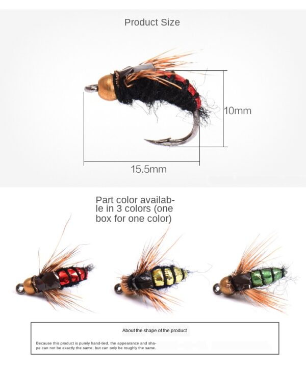 8PCS #12 Hot Sale Brass Bead Head Fast Sinking Nymph Scud Fly Bug Worm Trout Fishing Flies Artificial Insect Fishing Bait Lure 4