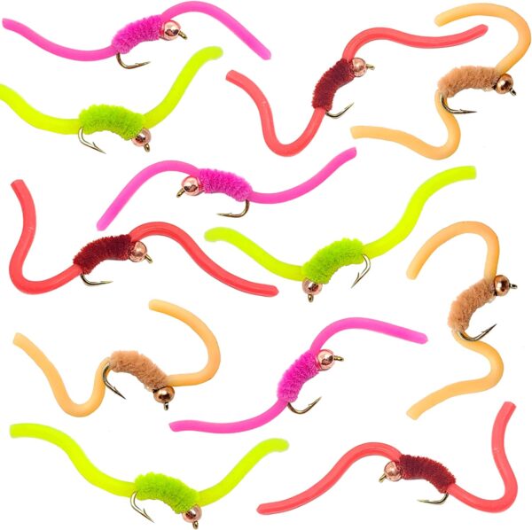 Improved San Juan Squirmy Wormy Trout Worm F Dry Flies Nymphs Fly Fishing Flies Kit