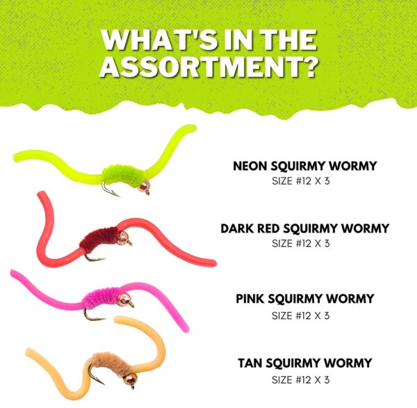 Improved San Juan Squirmy Wormy Trout Worm F Dry Flies Nymphs Fly Fishing Flies Kit - Image 2