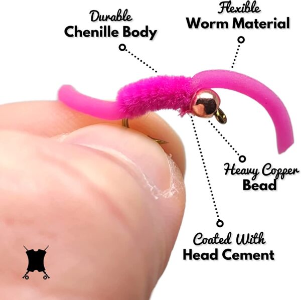 Improved San Juan Squirmy Wormy Trout Worm F Dry Flies Nymphs Fly Fishing Flies Kit - Image 4