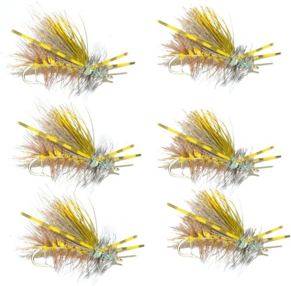 Yellow Crystal Stimulator Rubber Legs Trout  Dry Flies Nymphs Fly Fishing Flies Kit