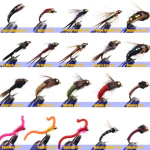 Fly Fishing 54 Nymph Flies Assortment BH Wet Dry Flies Nymphs Fly Fishing Flies Kit