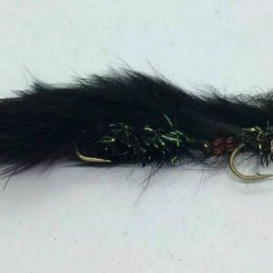 Six (6) Articulated Butt Monkey Black  Dry Flies Nymphs Fly Fishing Flies Kit