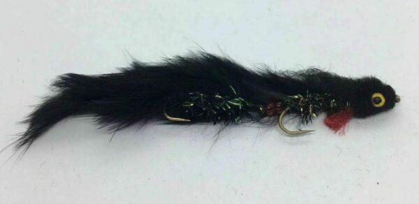 Six (6) Articulated Butt Monkey Black  Dry Flies Nymphs Fly Fishing Flies Kit