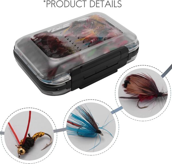 64pcs Dry Flies Bass Salmon Trouts Flies Nym Dry Flies Nymphs Fly Fishing Flies Kit - Image 6