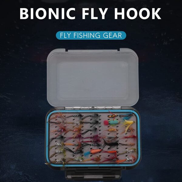 64pcs Dry Flies Bass Salmon Trouts Flies Nym Dry Flies Nymphs Fly Fishing Flies Kit - Image 2