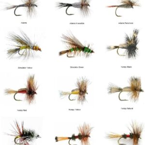 12 Dry Flies Pattern Assortment (3 of Each)  Dry Flies Nymphs Fly Fishing Flies Kit