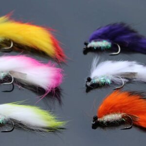 6 pcs/lot 6 Colors Assorted Zonker Streamers Dry Flies Nymphs Fly Fishing Flies Kit