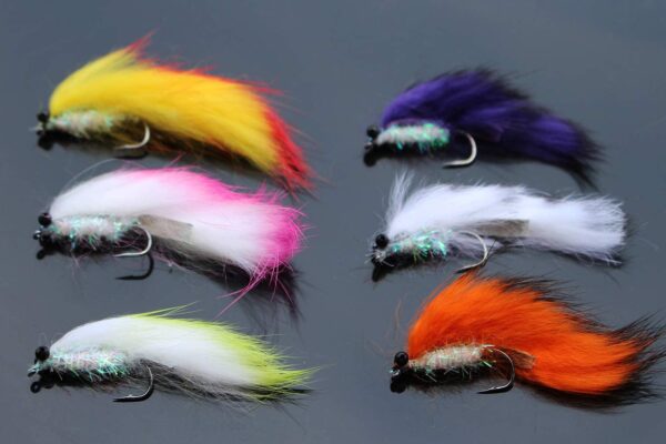 6 pcs/lot 6 Colors Assorted Zonker Streamers Dry Flies Nymphs Fly Fishing Flies Kit