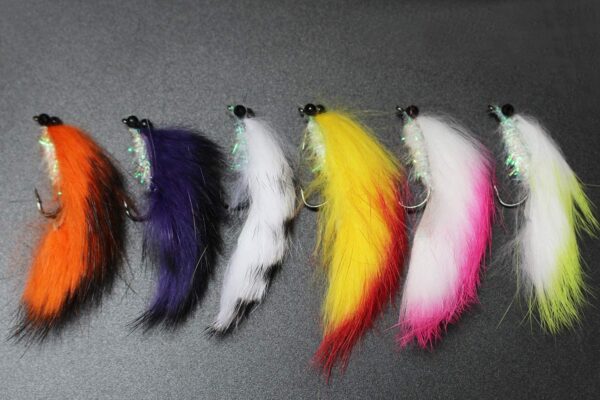 6 pcs/lot 6 Colors Assorted Zonker Streamers Dry Flies Nymphs Fly Fishing Flies Kit - Image 3