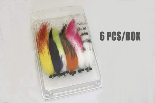 6 pcs/lot 6 Colors Assorted Zonker Streamers Dry Flies Nymphs Fly Fishing Flies Kit - Image 4