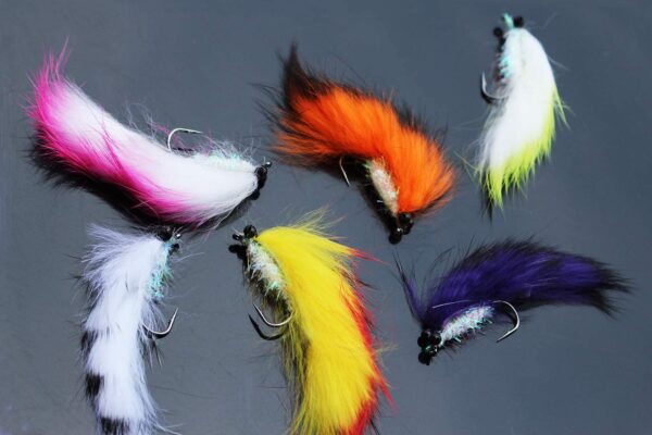 6 pcs/lot 6 Colors Assorted Zonker Streamers Dry Flies Nymphs Fly Fishing Flies Kit - Image 5