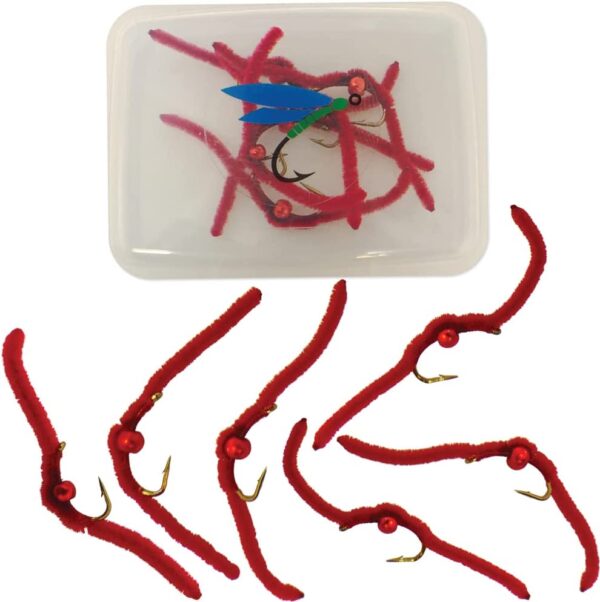 San Juan Worm 6 Pc Trout Fly Fishing Set Dry Flies Nymphs Fly Fishing Flies Kit