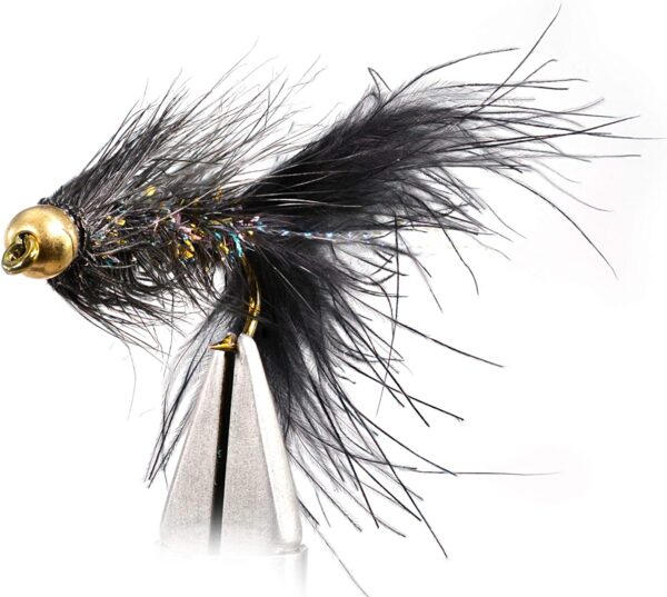 Woolly Bugger Crystal Black Bead Head Flies  Dry Flies Nymphs Fly Fishing Flies Kit - Image 2