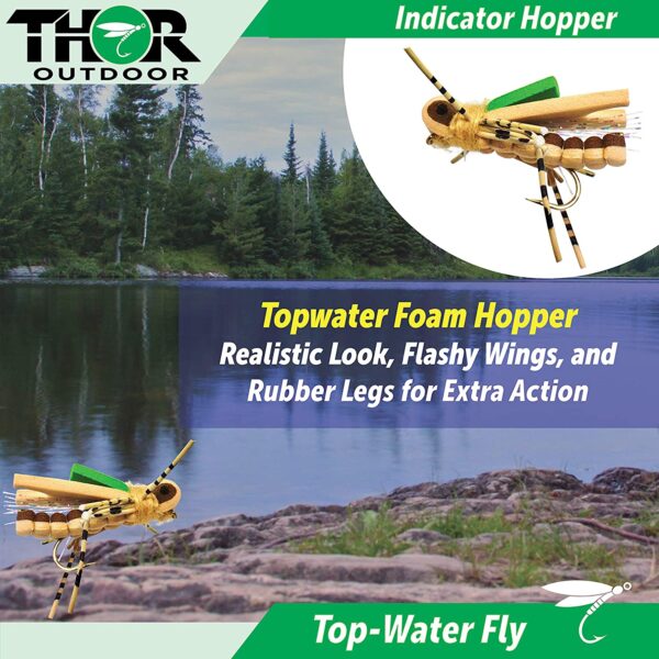 Indicator Foam Hopper 6 Pc Topwater Fly Fi Dry Flies Nymphs Fly Fishing Flies Kit - Image 2