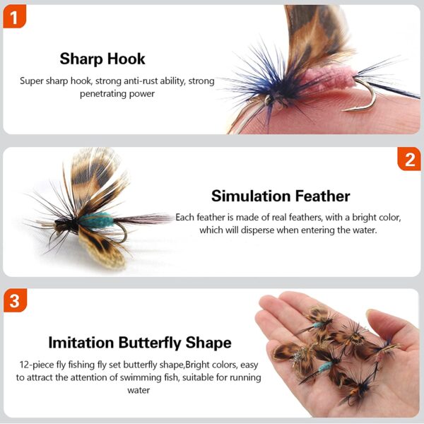 Fly Fishing Fly Kit with Tackle Dry/Wet Fly  Dry Flies Nymphs Fly Fishing Flies Kit - Image 2