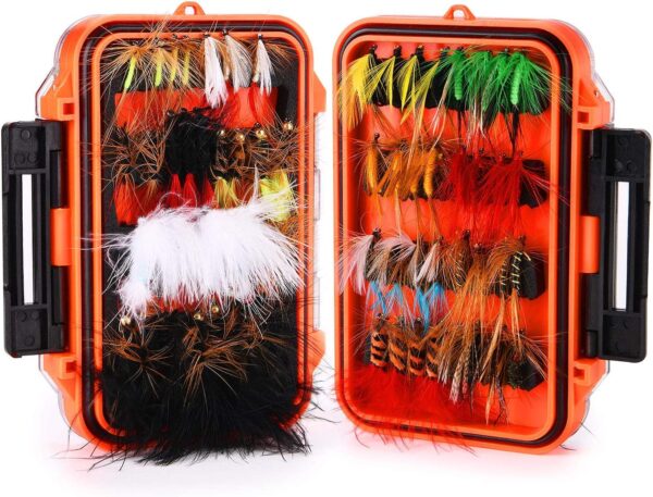 Fly Fishing Flies Kit with Box  Dry Wet Flie Dry Flies Nymphs Fly Fishing Flies Kit