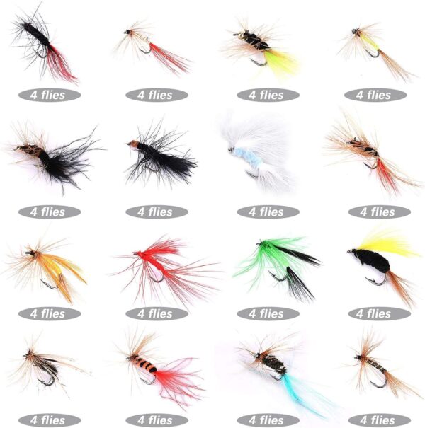Fly Fishing Flies Kit with Box  Dry Wet Flie Dry Flies Nymphs Fly Fishing Flies Kit - Image 4