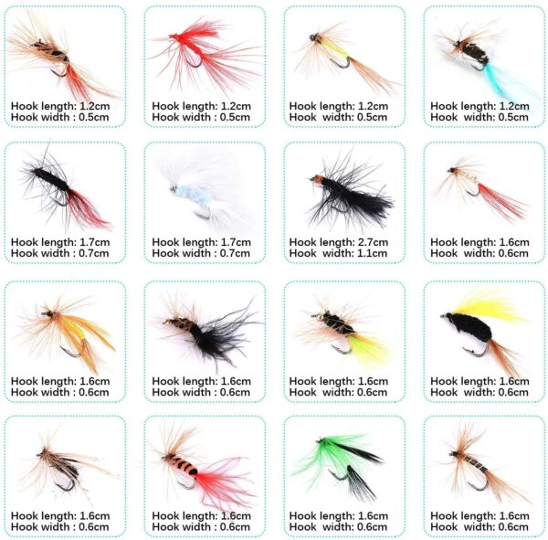 Fly Fishing Flies Kit with Box  Dry Wet Flie Dry Flies Nymphs Fly Fishing Flies Kit - Image 7
