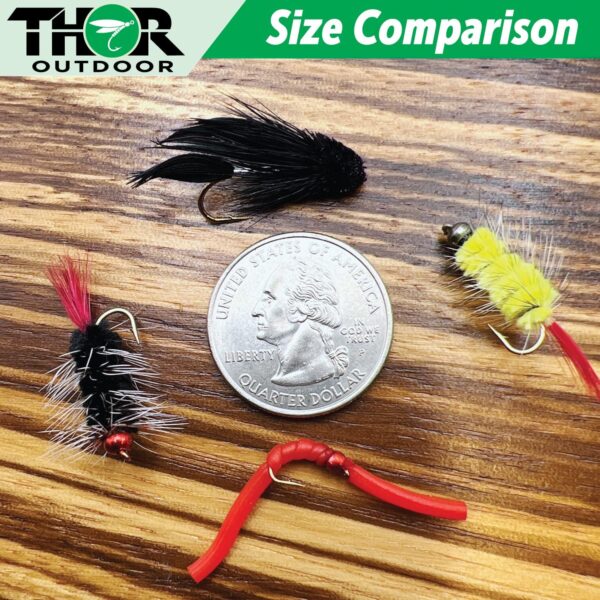 BH Woolly Worm and Squirmy Wormy Fly Fishing Dry Flies Nymphs Fly Fishing Flies Kit - Image 5