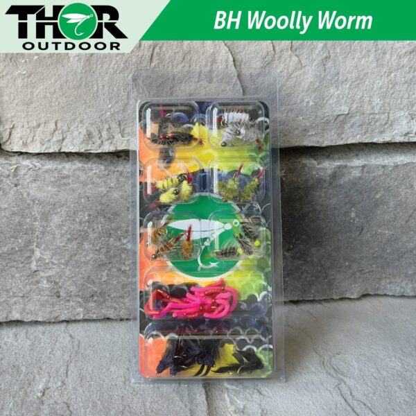 BH Woolly Worm and Squirmy Wormy Fly Fishing Dry Flies Nymphs Fly Fishing Flies Kit - Image 6