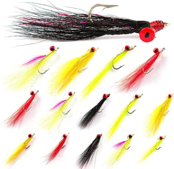 - 15 PC Clouser Minnow Flies Assortment Dry Flies Nymphs Fly Fishing Flies Kit