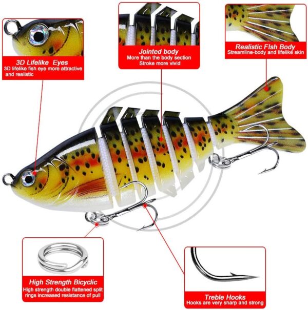 Fishing Lures for Bass  Trout Segmented Multi Fishing Artificial Bait Soft Plastic Lures - Image 3
