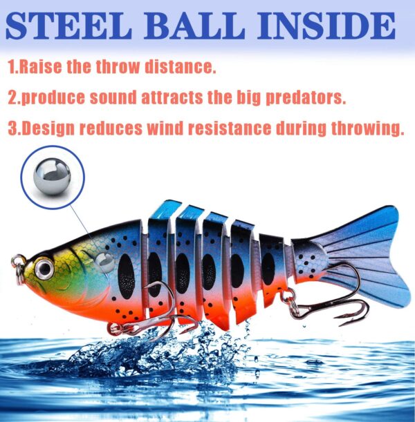 Fishing Lures for Bass  Trout Segmented Multi Fishing Artificial Bait Soft Plastic Lures - Image 4