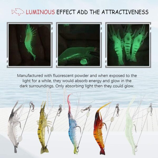 15 Pcs Soft Shrimp Lures Fishing Bait Luminou Fishing Artificial Bait Soft Plastic Lures - Image 5