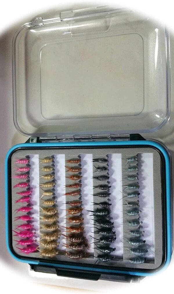 New Pack of 72 Sow in Fly Box Trout Wet Fl Dry Flies Nymphs Fly Fishing Flies Kit