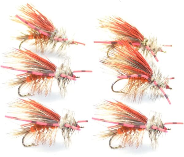 Orange Crystal Stimulator Rubber Legs Trout  Dry Flies Nymphs Fly Fishing Flies Kit