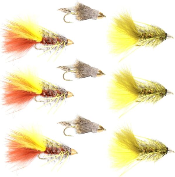 Cone Head Muddler Minnow and Rubber Legged B Dry Flies Nymphs Fly Fishing Flies Kit