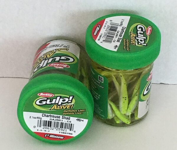 Gulp Bait 1 INCH Chartreuse SHAD Minnow 2 jar Fishing Artificial Bait Soft Plastic Lures