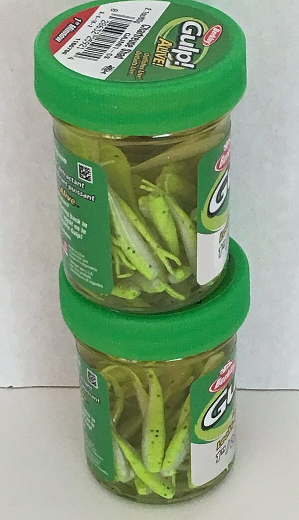 Gulp Bait 1 INCH Chartreuse SHAD Minnow 2 jar Fishing Artificial Bait Soft Plastic Lures - Image 2