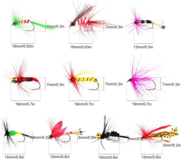 100 Pcs Fly Lure Insect Lures  Fly Fishing L Dry Flies Nymphs Fly Fishing Flies Kit - Image 3