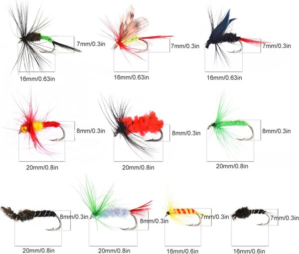 100 Pcs Fly Lure Insect Lures  Fly Fishing L Dry Flies Nymphs Fly Fishing Flies Kit - Image 4