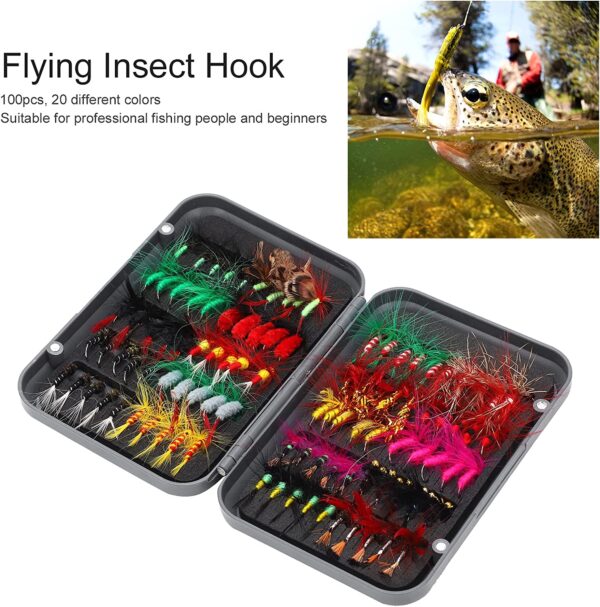 100 Pcs Fly Lure Insect Lures  Fly Fishing L Dry Flies Nymphs Fly Fishing Flies Kit - Image 6