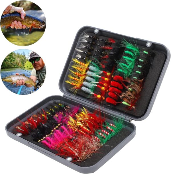 100 Pcs Fly Lure Insect Lures  Fly Fishing L Dry Flies Nymphs Fly Fishing Flies Kit - Image 8
