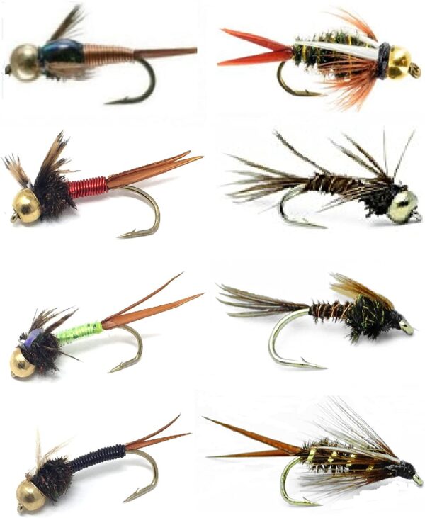 Fly Fishing Lures  16pc in 8 Patterns of Dry Dry Flies Nymphs Fly Fishing Flies Kit