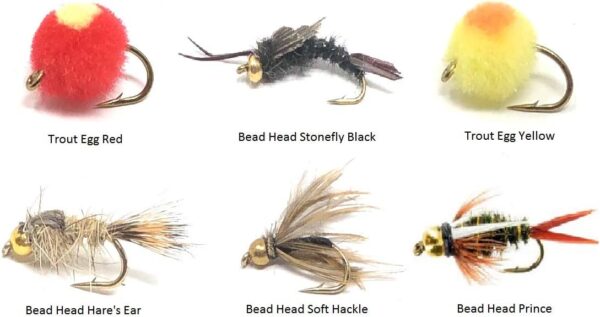 Fly Fishing Assortment 18 Flies in 6 Patte Dry Flies Nymphs Fly Fishing Flies Kit